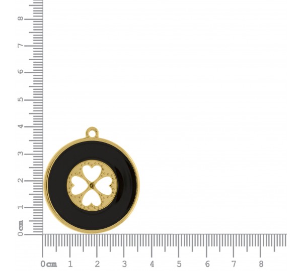 Medalha Trevo da Sorte Ouro com Preta 39mm