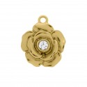 Pingente Flor Apaixone-se Por Você Mesma Ouro com Strass 23mm