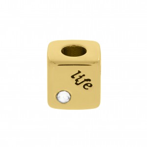 Berloque Quadrado Life Ouro 10mm