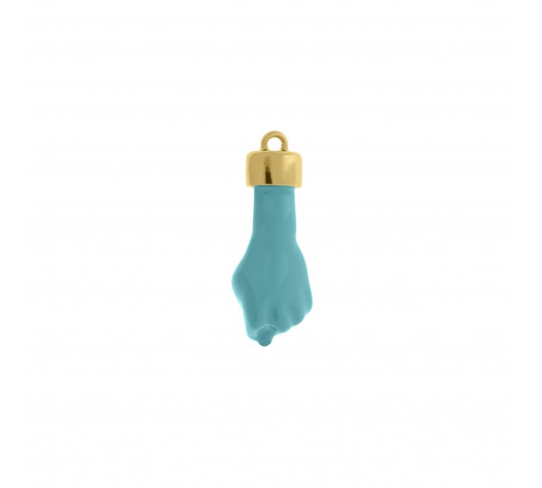 Pingente Figa Ouro com Azul Tiffany 33mm