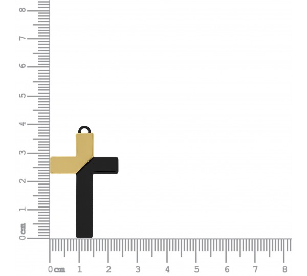 Pingente Cruz Preto Fosco com Ouro 40mm