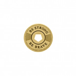 Pingente Redondo Be Strong Be Brave Ouro 21mm