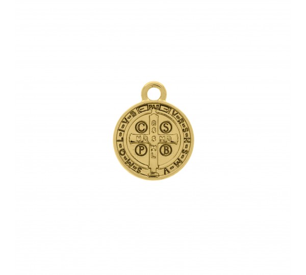 Pingente Medalha São Bento Ouro 18mm