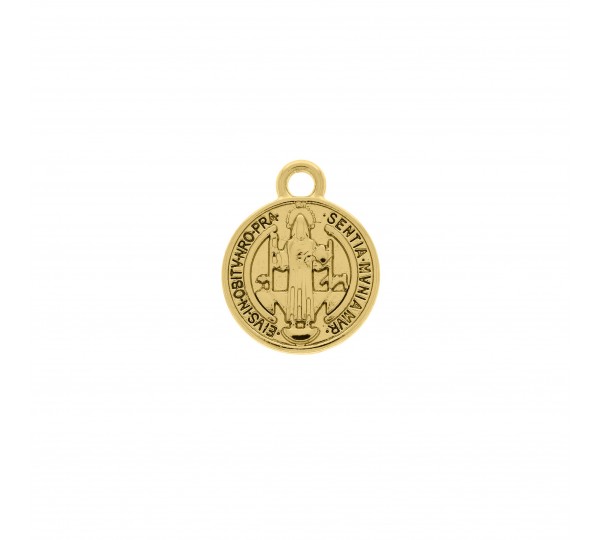 Pingente Medalha São Bento Ouro 18mm