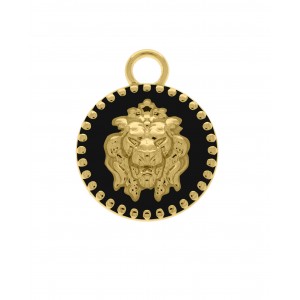 Pingente Leão Ouro com Preto 37mm