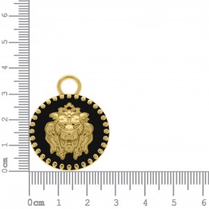 Pingente Leão Ouro com Preto 37mm
