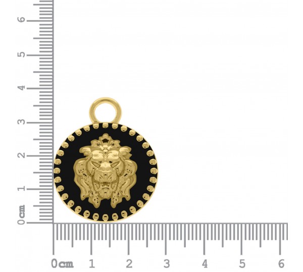 Pingente Leão Ouro com Preto 37mm