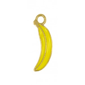 Pingente Banana Ouro com Resina Amarela 17mm