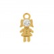 Pingente Menina Ouro com Strass 18mm