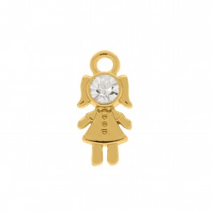 Pingente Menina Ouro com Strass 18mm