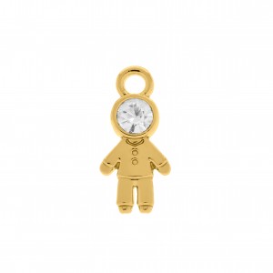 Pingente Menino Ouro com Strass 18mm