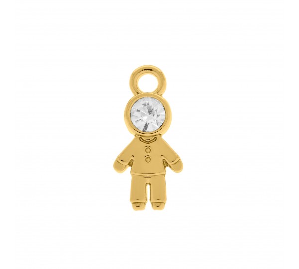 Pingente Menino Ouro com Strass 18mm