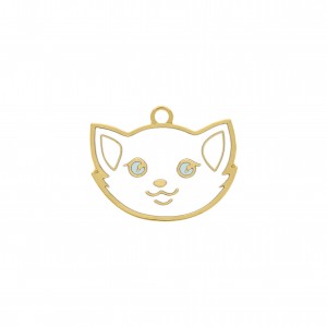 Pingente Gato Ouro com Branco 28mm