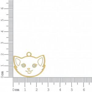 Pingente Gato Ouro com Branco 28mm