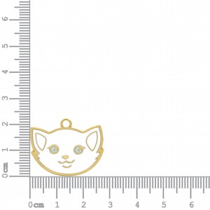Pingente Gato Ouro com Resina Colorida 28mm
