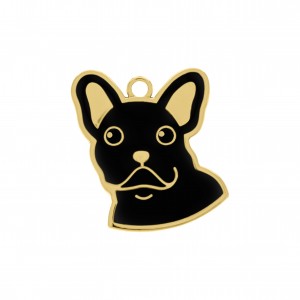 Pingente Cachorro Buldogue Ouro 27mm