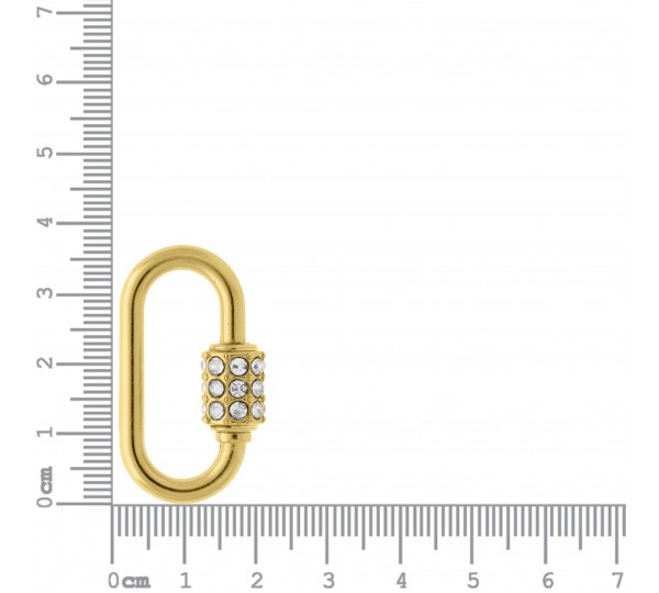 Mosquetão Oval Ouro com Strass 37mm