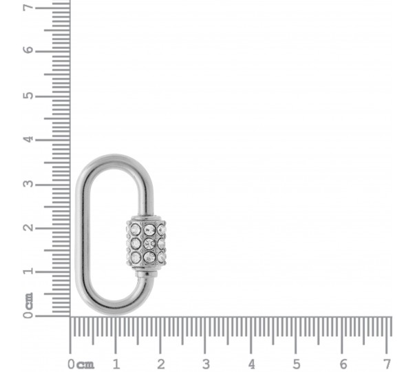 Mosquetão Oval Níquel com Strass 37mm