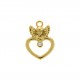Pingente Coração Anjo Ouro com Strass 24mm