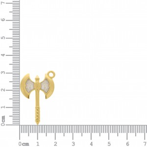 Pingente Machado de Dois Gumes Ouro com Resina 31mm