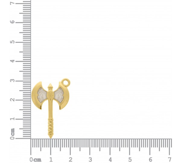 Pingente Machado de Dois Gumes Ouro com Resina 31mm