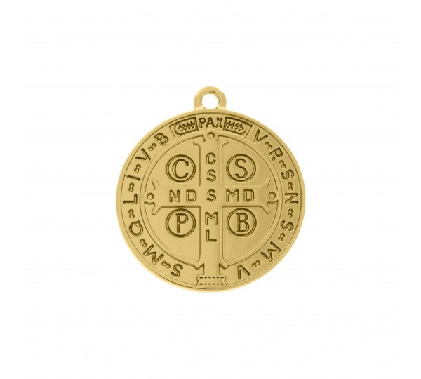 Pingente Medalha São Bento Ouro 38mm