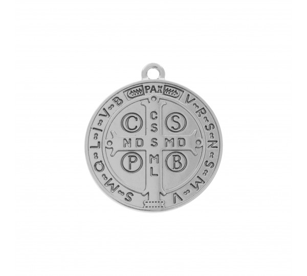 Pingente Medalha São Bento Níquel 38mm