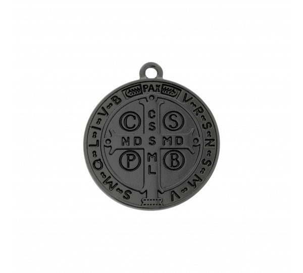 Pingente Medalha São Bento Grafite 38mm