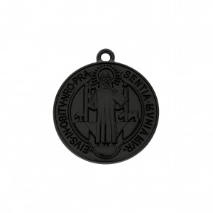 Pingente Medalha São Bento Preto Fosco 38mm