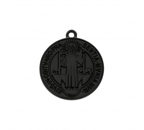 Pingente Medalha São Bento Preto Fosco 38mm