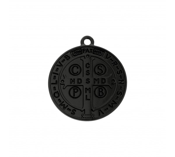 Pingente Medalha São Bento Preto Fosco 38mm