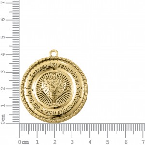 Pingente Medalha com Salmo Ouro 43mm