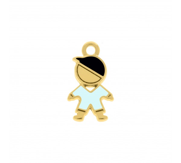 Pingente Menino Ouro com Azul 18mm