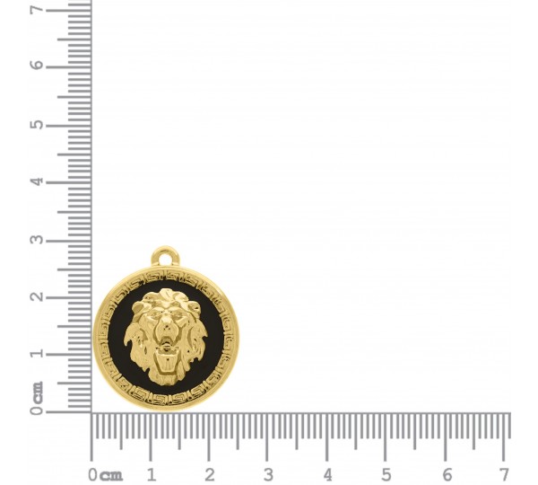 Pingente Leão Ouro com Preto 29mm