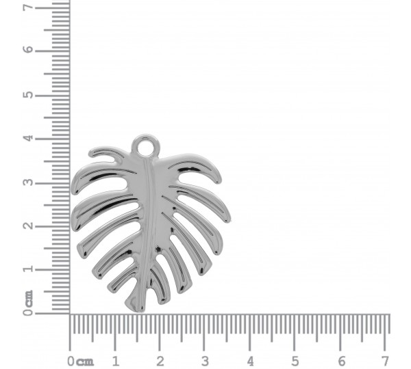 Pingente Folha Costela-de-adão Níquel 42mm
