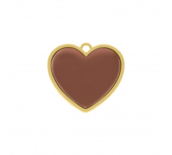 Pingente Coração Ouro com Vermelho 27mm