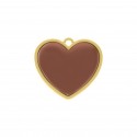 Pingente Coração Ouro com Vermelho 27mm