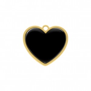 Pingente Coração Ouro com Preto 27mm