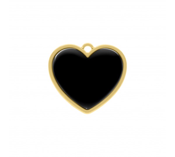 Pingente Coração Ouro com Preto 27mm