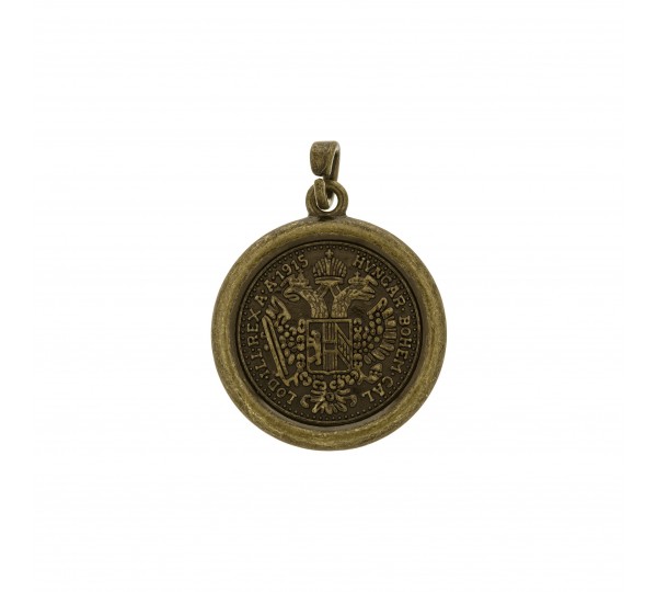 Pingente Moeda Austríaca Ouro Velho com Argola 27mm