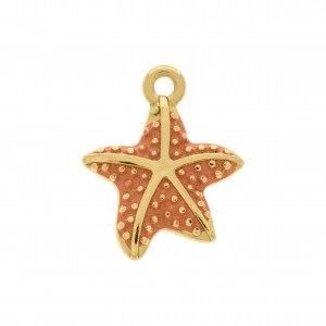 Pingente Estrela-do-Mar Ouro com Coral 24mm