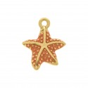 Pingente Estrela-do-Mar Ouro com Coral 24mm