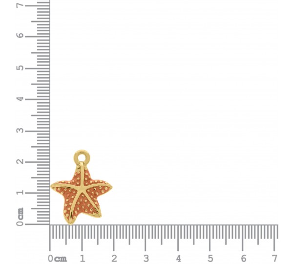 Pingente Estrela-do-Mar Ouro com Coral 24mm