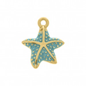 Pingente Estrela-do-Mar Ouro com Azul 24mm