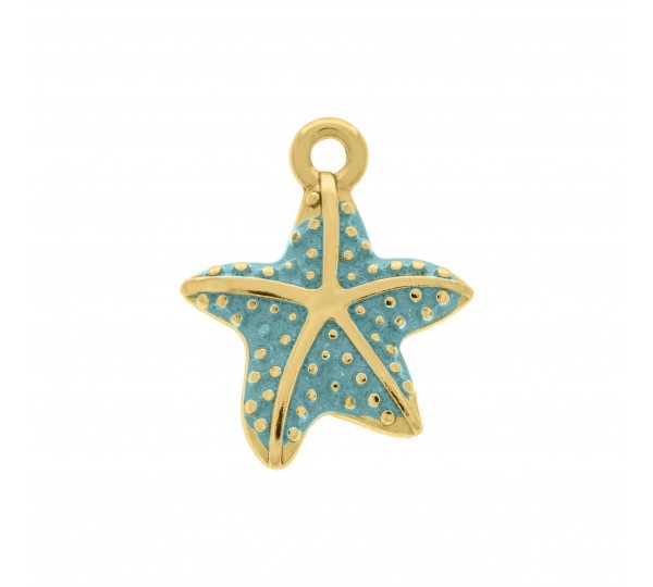 Pingente Estrela-do-Mar Ouro com Azul 24mm