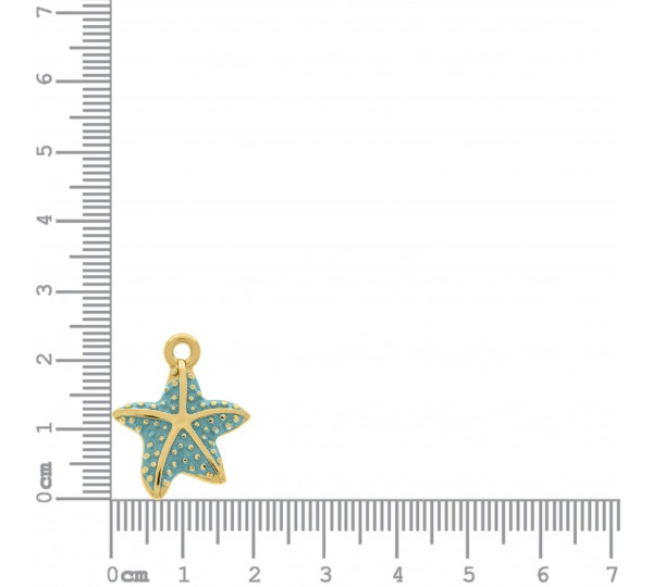 Pingente Estrela-do-Mar Ouro com Azul 24mm