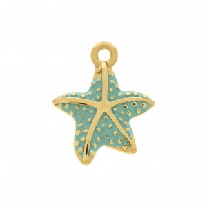 Pingente Estrela-do-Mar Ouro com Verde Água 24mm