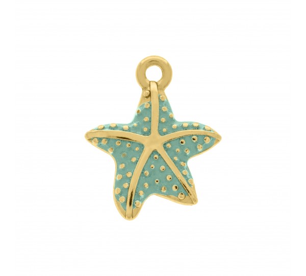 Pingente Estrela-do-Mar Ouro com Verde Água 24mm