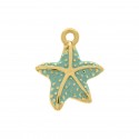 Pingente Estrela-do-Mar Ouro com Verde Água 24mm