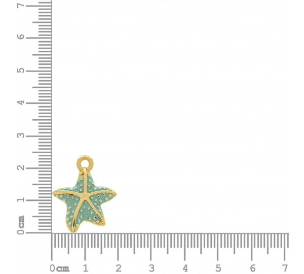 Pingente Estrela-do-Mar Ouro com Verde Água 24mm